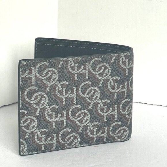 Coach Wallet 3 In 1 Mens CF134 Large Black Monogram Billfold ID 2 Piec - Picture 5 of 8